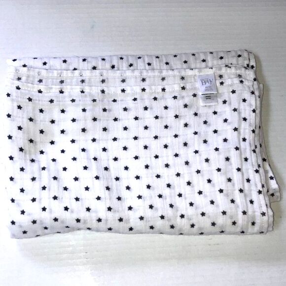 NORDSTROM BABY Muslin Swaddle Blanket Twilight Sleepy Stars 48 x 44 inches - Picture 2 of 9